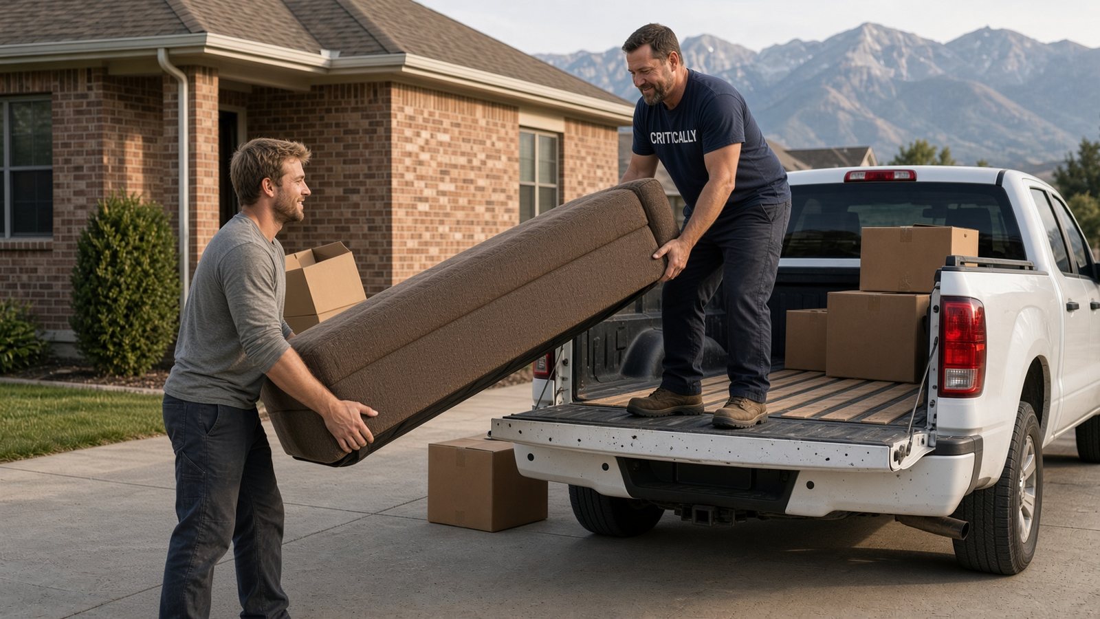 Load & Go crew loading a sofa into a pickup
